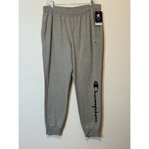 New Mens Champion Heather Gray Joggers Sz 2XL Pockets Spellout Logo ‎ 37x31
